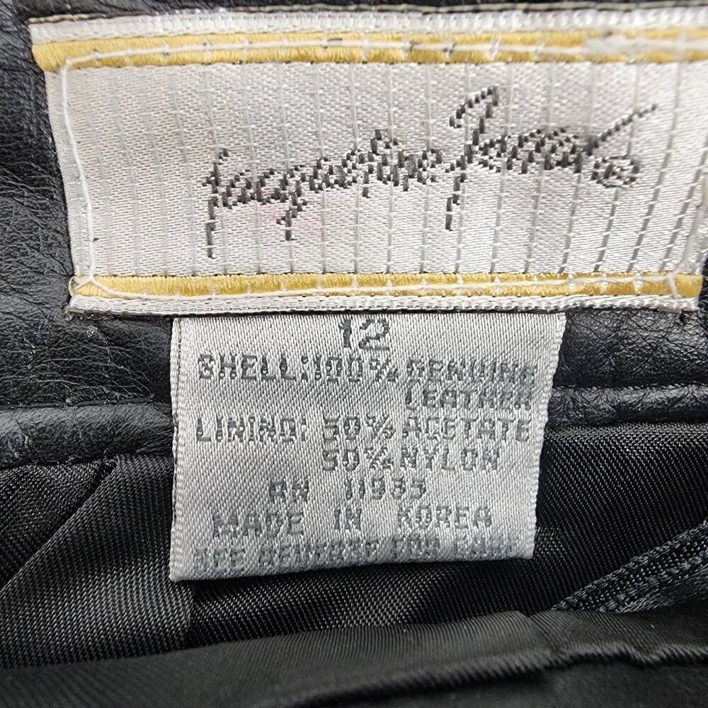 Jacqueline Ferrar Size 12 Vintage Black Leathet Pencil Skirt P10 - Picture 5 of 5